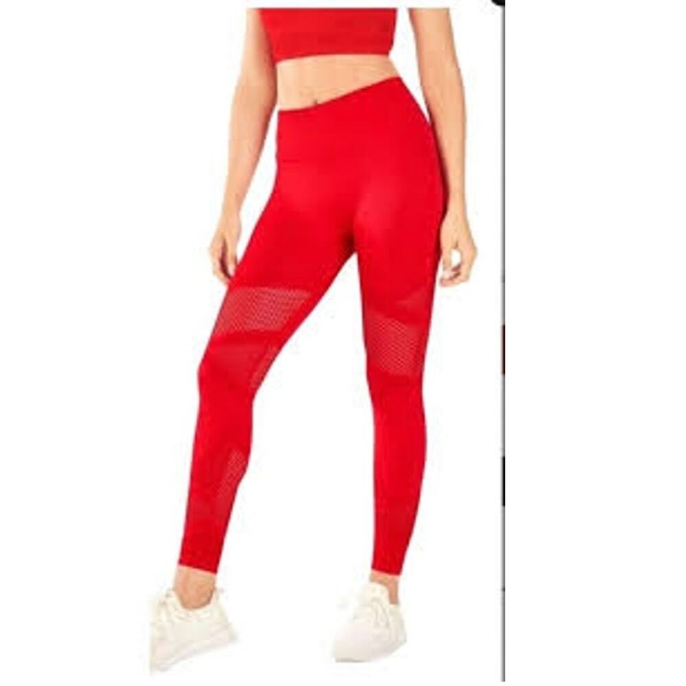 Fabletics Mosaic High-Waisted 7/8 Red Leggings Women's Small